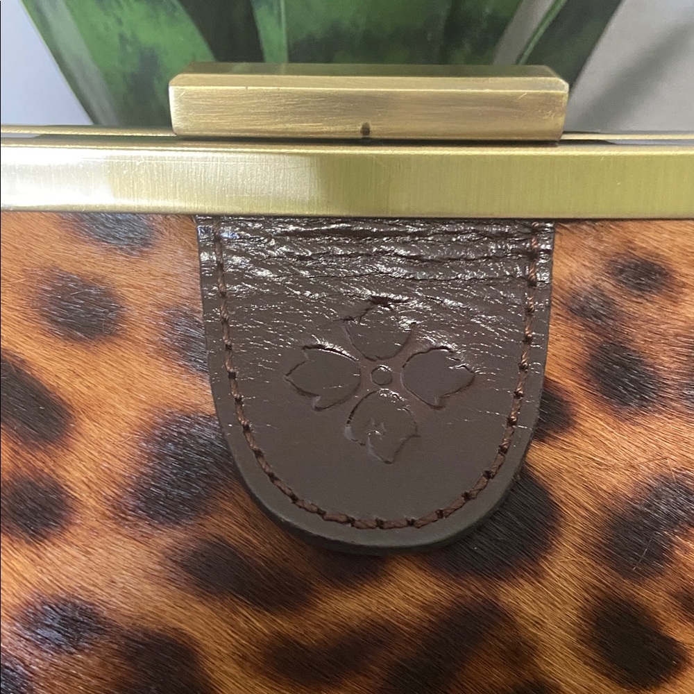 Patricia Nash Leopard Print Frame Clutch - Brown with Gold-tone Trim - Picture 2 of 16